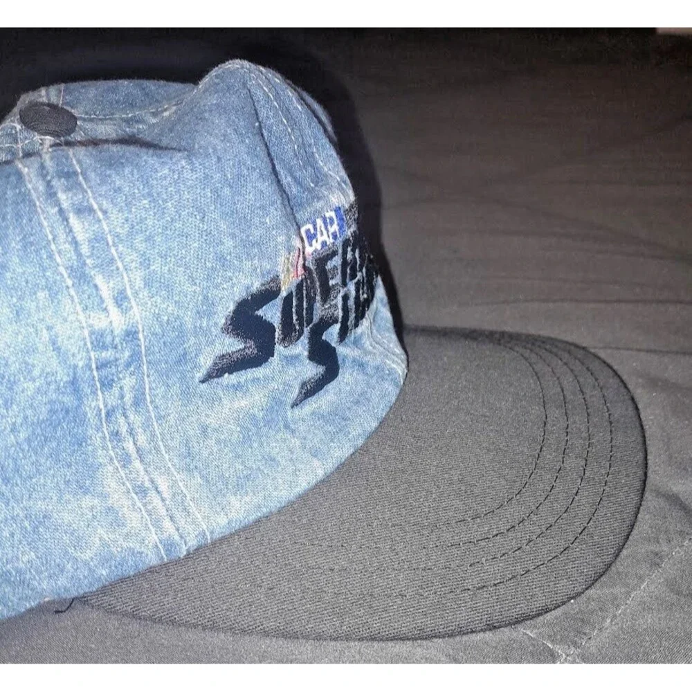 Vintage Nascar Super Truck Series Baseball cap denim snap back made in USA